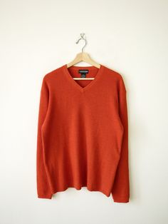 "Jantzen Orange V-neck Wool Ribbed Sweater/Jumper/Boyfriend Sweater. Measurements Length                  : 25 1/2\" Armpit to armpit : 20 1/2\" Armpit to end of sleeve: 18\" Condition: Gently used. There's no stains or holes. Good condition.  ※Please read the policy before you purchase※" Neon Pink Tops, Bright Pink Sweater, Mock Neck Sweatshirt, Boyfriend Sweater, Ladies Turtleneck Sweaters, Sweater Jumper, Blue Denim Jacket, Pullover Sweater Women, Knitting Women Sweater