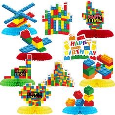 PRICES MAY VARY. Building Block Party Supplies: you will receive 10 pieces of block table decorations, including 7 honeycomb decoration and 3 standing cardboard decoration, plenty of quantity and various styles to easily meet your decoration needs Vibrant Design: corresponding to the block theme, these building block birthday decorations are printed with cute patterns in various bright colors, such as hearts, airplanes, hands, houses, etc., as well as some lively words like [LET'S BUILD] and [PA Table Decoration For Birthday Party, Block Party Decorations, Table Decoration For Birthday, Kids Party Centerpieces, Decoration For Birthday Party, Honeycomb Centerpiece, Block Birthday Party, Honeycomb Decorations, Party Stand