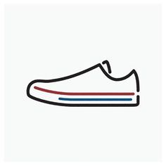 a drawing of a shoe with red, white and blue stripes on the soles