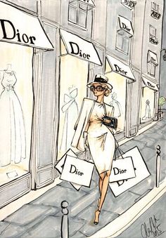 an image of a woman walking down the street with shopping bags in her hand,