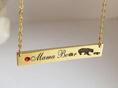 New Mom Necklace Mama Bear Necklace New Mother Necklace | Etsy Wonder Woman Jewelry, Necklace Mama, Baguette Diamond Necklace, Bear Jewelry, Mother Necklace Personalized, Mother Necklace, Heart Necklace Diamond