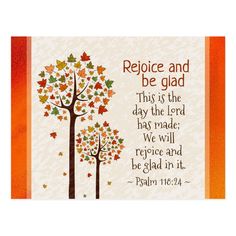 an orange and white card with the words, rejoice and be glad