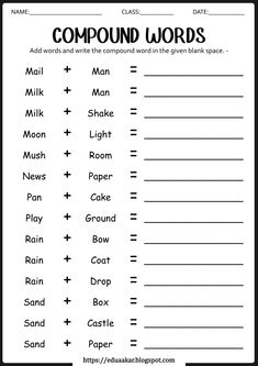 compound words worksheet for grade 1 students to practice compound words in the classroom