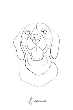 a black and white drawing of a dog's face