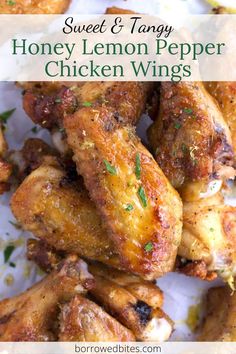 sweet and tangy honey lemon pepper chicken wings are the perfect appetizer to serve