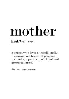 the words mother are written in black and white on a white background with an image of a