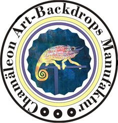 the art - back drop logo with an image of a chamelon on it