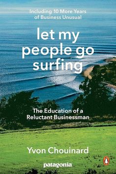 a book cover with the words let my people go surfing in front of an ocean