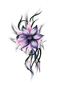 an artistic flower tattoo design on the back of a woman's shoulder and arm