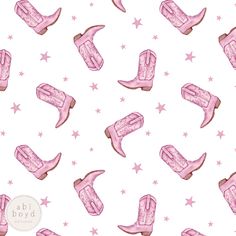 pink cowboy boots and stars on a white background