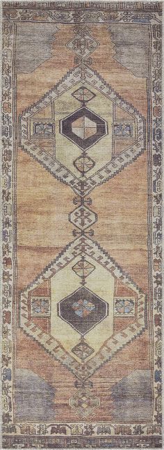 an old rug with different colors and patterns