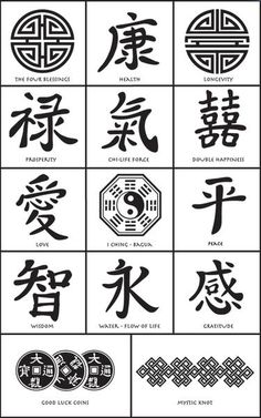 an image of chinese symbols and their meanings