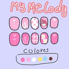 My Melody And Kuromi Nail Art, My Melody And Kuromi Nails, My Melody Nails, K Pop Nails, Pink Black Nails