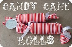 the christmas wrap is made from red and white striped fabric