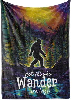 a tapestry hanging on the side of a wall that says, not all who wander are lost