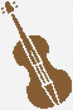 a cross stitch pattern with a brown violin on it's back and white background