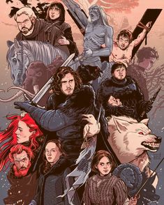 the poster for game of thrones is shown with many characters and their names on it