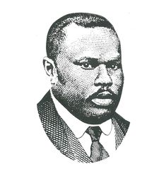 a black and white drawing of a man in a suit