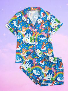 Cartoon Print Pajama Set, School Multicolor     Cartoon Short Sets Slight Stretch Summer Women Sleep & Lounge, size features are:Bust: ,Length: ,Sleeve Length: Bears Cartoon, Kawaii Pajamas, Pajamas All Day, Hello Kitty Rooms, Manic Pixie Dream Girl, Crochet Toddler, Cute Pajama Sets, Cute Pajamas, Print Pajamas