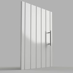 an open white door on a gray background