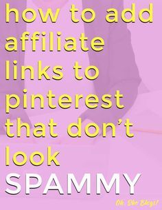 a woman sitting at a desk in front of a pink background with the words spammy on it