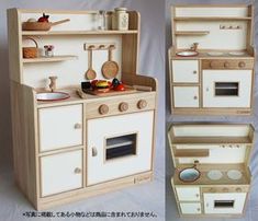 the wooden toy kitchen is ready to be made into someone's play set or doll house