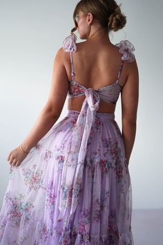 Alma Floral Print Tulle Maxi Dress | Lilac School Formal, Banquet Dress, Wedding Guest Formal, White Bridal Dresses, Tulle Maxi Dress, Maxi Dress Wedding Guest, Dress Lilac, White Bridesmaid Dresses, Banquet Dresses