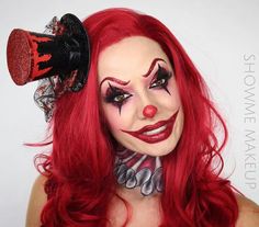 Trucco Hallowen, Clown Makeup For Halloween, Clown Face Makeup, Clown Makeup Ideas, Girl Halloween Makeup, Makeup Ideas For Halloween, Clown Hair