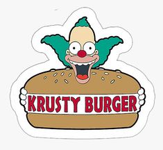 the krusty burger sticker has an evil clown on it's head