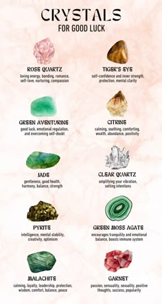 Crystal For Workplace, Crystal For Beauty, Crystals For Luck And Abundance, Crystal For Good Luck, Crystals For Everyday, Crystals For Luck And Success, Good Luck Colors, Crystals For Wisdom, Crystal For Manifestation