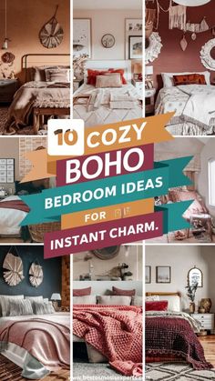 the collage shows different types of bedroom decor