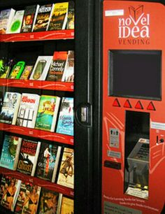 a vending machine that is filled with books