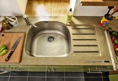 the kitchen sink is clean and ready to be used as a dishwasher or oven