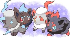 some very cute looking pokemon characters together