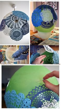 the process is being made with crocheted doily