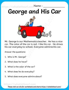 a red car with the words'george and his car'written on it, which is