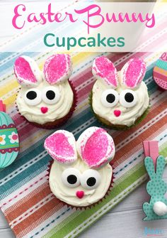 some cupcakes with bunny ears on them