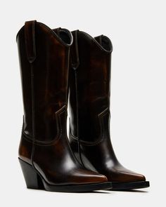 HUXLEY BROWN LEATHER Brown Western Boots, Brown Cowboy Boots, Western Boots Women, Leather Wear, Western Boot, Cowboy Boot, Boots Fall, Brown Dress, Brown Boots