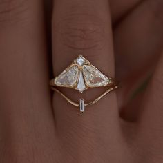 Fancy Shape Ring, Trillon & Tapered Baguette Cut Moissanite Engagement Ring, Multi Stone Ring, Bridal Ring Set, 14K Solid Gold Ring Diamond-Cubic Zirconia/Moissanite Main Diamond Cut-Trillon Cut  Side Diamond Cut -Baguette Cut Metal Customization: White gold: 10k/14k/18k yellow gold: 10k/14k/18k rose gold: 10k/14k/18k silver: 925 sterling silver Choose Your Ideal Size... * Personalize your ring size within the range of US 4 to US 12! Note that size adjustments may impact the final price. * Main Stone & Shape Options: Main Stone: Select from Cubic Zirconia, Moissanite, Natural Diamond, or CVD Diamond. Shape Choices: Pick from Round Cut, Heart, Princess Cut, Pear Cut, Cushion Cut, Marquise, Oval Shape, Asscher, Emerald, Radiant, Old European Cut, or Old Mine Cut. * Special Notes: During chec Trillion Diamonds, Cute Engagement Rings, Future Engagement Rings, Solid Gold Ring, Curved Wedding Band, Dream Engagement Rings, Bridal Ring Set, Baguette Cut, Bridal Ring