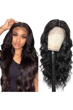 Yahmgc 22inch T Part Body Wave Lace Front Wigs 100% blended perfect 13x4x1 Lace Front Wig with Baby Hair 150% Density Brazilian Body Wave Lace Front wigs for Black Women Natural Color Natural Black Women, Brazilian Body Wave, Body Wave, Natural Color