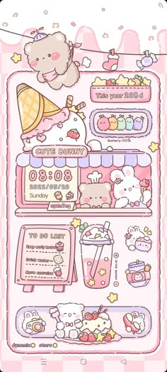 a pink hello kitty refrigerator with many items on it