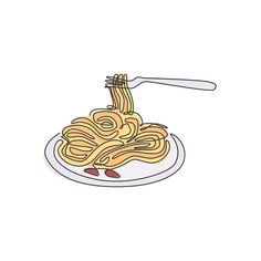 a plate with noodles and a fork on it