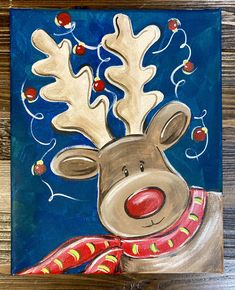 a painting of a reindeer with antlers on it's head