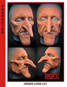 four different angles of an old man's face