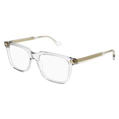 017 - Crystal - Transparent Gucci Square Frame Glass Sunglasses, Gucci Clear Glass Sunglasses, Classic Gucci Glass Sunglasses, Gucci Clear Square Frame Sunglasses, Gucci Eyeglasses, Top Fashion Designers, Gucci Glasses, Tortoise Color, Gucci Logo