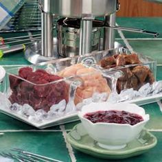 the food is prepared and ready to be eaten on the table for guests to eat