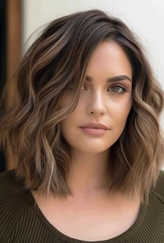 The great thing about a shoulder-length cut is that it allows plenty of room for styling, whether you love curls or waves or prefer to keep things straight #mediumlengthhaircut Medium Thick Haircut Shoulder Length, Trendy Hair Colors For Brunettes Short Hairstyles, Light Brown Balayage For Fair Skin, Medium Length Hairstyles Thick Hair, Shoulder Length Hair Widows Peak, Easy To Maintain Shoulder Length Hair, Wedding Lob Hairstyles, Medium Length Easy Haircuts, Brunette Above Shoulder Length Hair