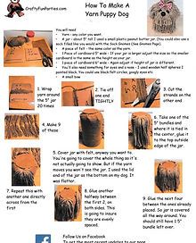 the instructions for how to make a yarn puppy dog pattern are shown in this page