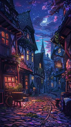 an image of a fantasy city at night