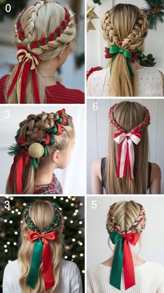 Fun Christmas Hairstyles, Side Down Hairstyles, Christmas Hair Ideas, Christmas Hairstyles For Kids, Christmas Hairstyle, Holiday Updo, Christmas Tree Hair, Holiday Party Hair